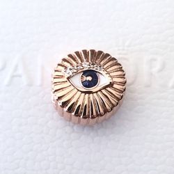 Pandora 14k Rose Gold Plated, Sparkling All-Seeing Eye Charm #780097C01 ~ FREE Pandora Gift Box + Tag
