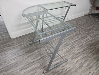 Glass L-shape desk