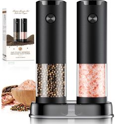 Electric Salt & Pepper Grinder Set - Black
