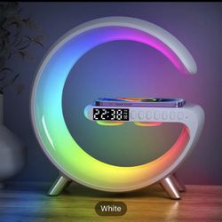 Rhythm RGB Light Bar Smart Light Sunrise Alarm Clock Wake Up Light Alarm Clocks For Bedrooms Dimmable Table Lamp With Fast Wireless Charger Alarm Cloc