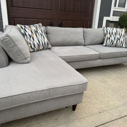 Gray Sectional Couch With Huge Chaise 