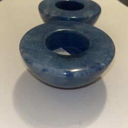 Blue Marble Candle Holders