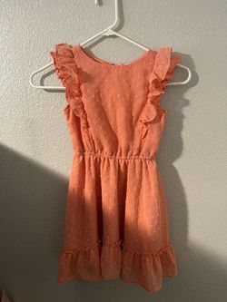 Coral Swiss Dot Ruffle Mini Dress