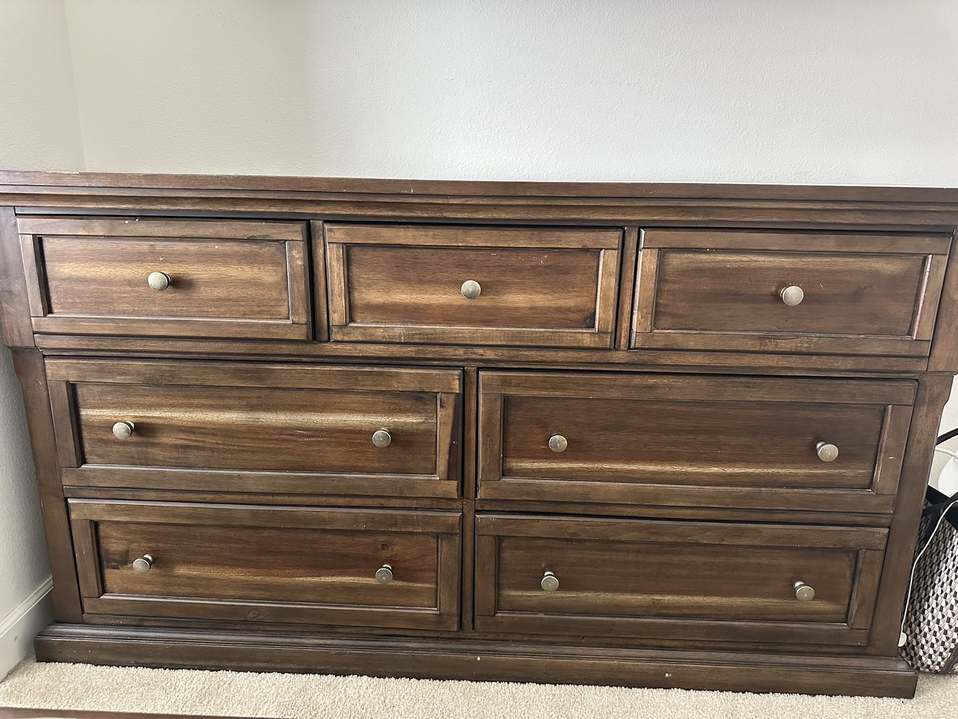 Wooden Dresser And Mirror