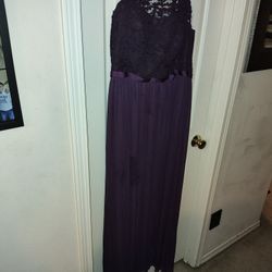 David’s bridal Plum Purple long dress with lace bodice Single Left Strap (sz 18)