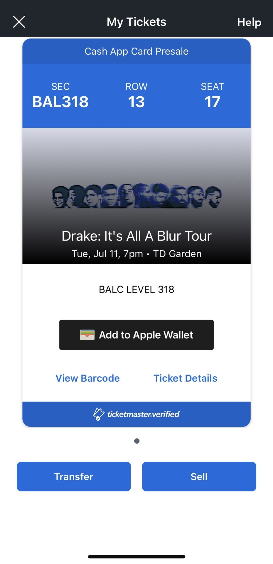 Drake concert ticket