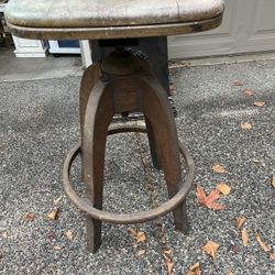 Antique Drafting Stool Solid Wood
