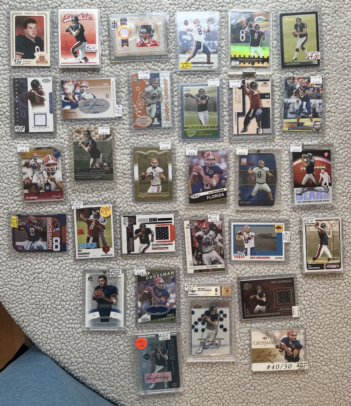 Lot of 88- 2000’s Chicago Bears Rookie Autographed, Numbered and one Graded & Slabbed Trading Cards