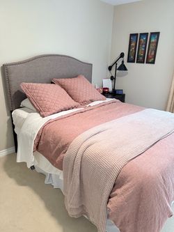 Queen Upholstered Headboard and Bed frame