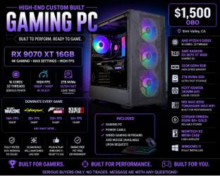 🔥 High-End Custom Built Gaming PC --- RX 9070 XT 16GB