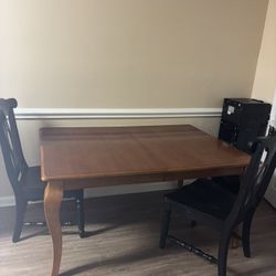 Wood table and 2 chairs