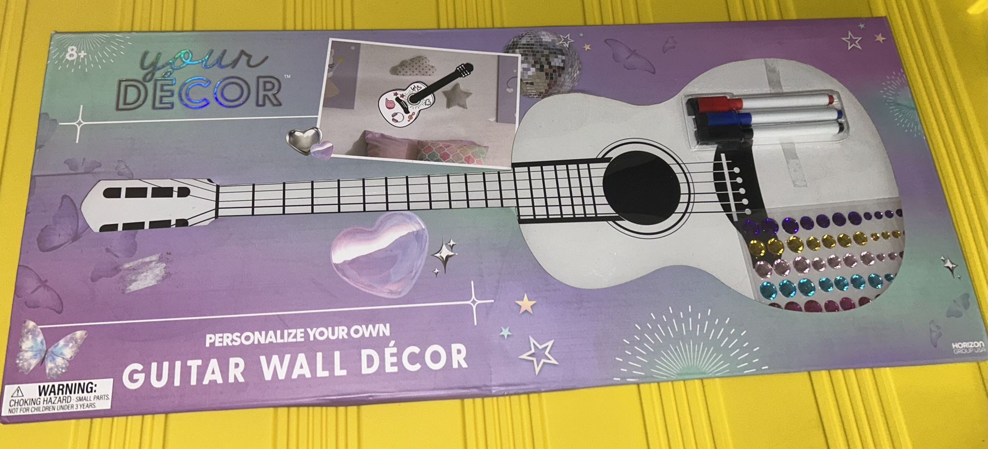 Personalize Your Own Guitar Wall Decor +3 dry-erase markers Plus More NEW  24in.  X  9.5in.