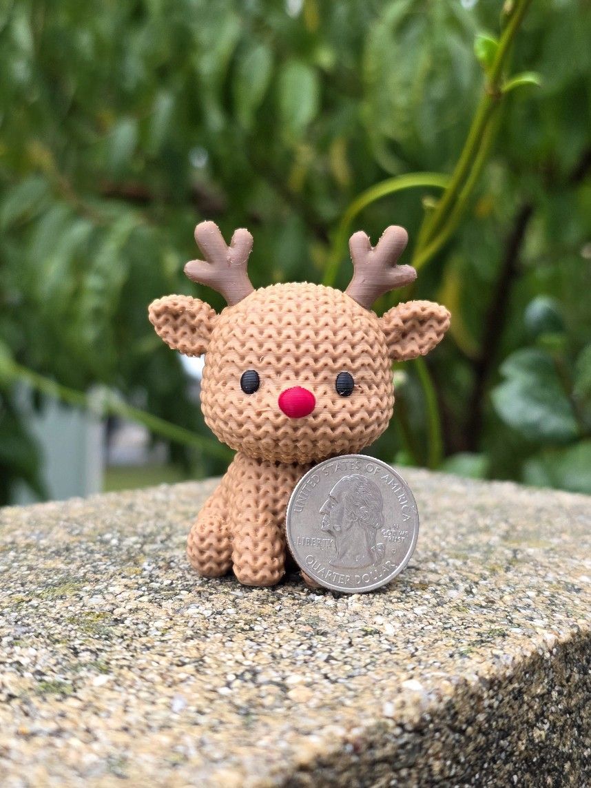 Christmas Knitted Rodolph Reindeer Desk Figurine