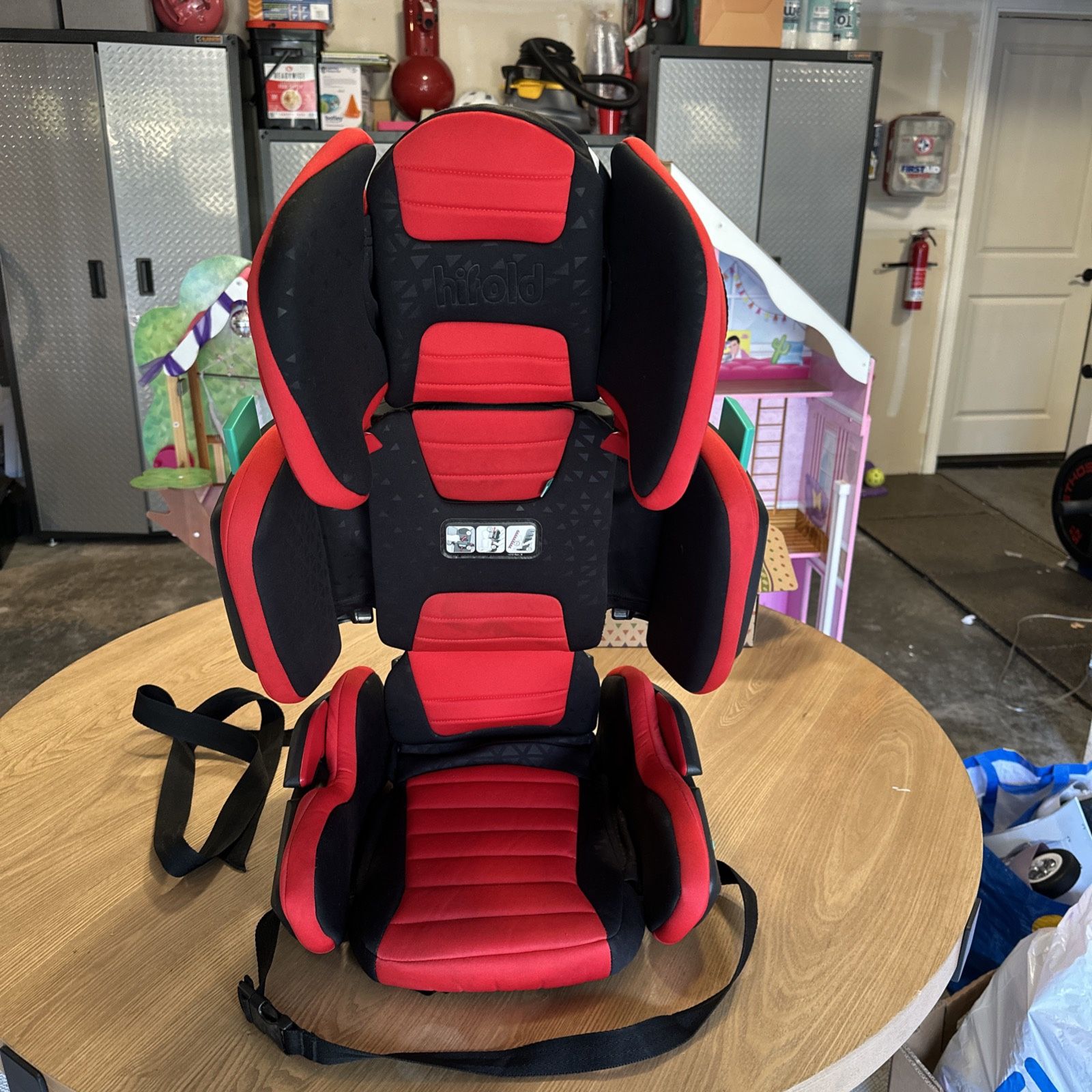 Mifold Hifold Adjustable Kids High Back Booster Car Seat with Strap – Racing Red