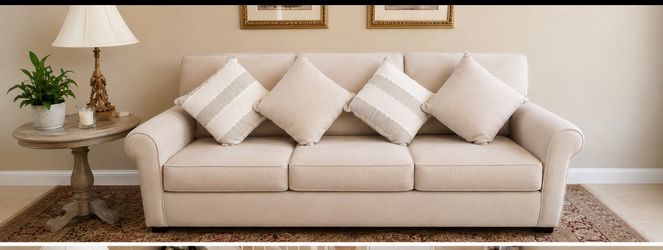 Living Spaces Amora Sofa & Loveseat Set – Like New – Sand Beige $850 OBO