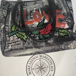 ISABELLA FIORE RARE LOVE PASSION ZIP TOP EMBELLISHED MULTIMEDIA HANDBAG