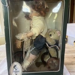 Vintage 2003 Geppeddo “Molly” Porcelain Doll with Bear Riding Tricycle