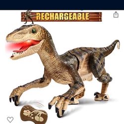 Hot Bee Remote Control Dinosaur Toys for Kids 5-7 8-12, Walking Robot Dinosaur Toy w/ Light & Roaring Simulation Velociraptor, Dinosaur Toys for Boys