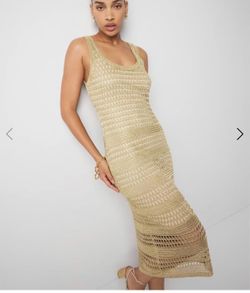 Gold Crocheted Tank Dress - White House Black Market