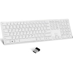 Wireless Keyboard, 2.4G Slim and Compact with Numeric Keypad, White, metallic frame ⌨️