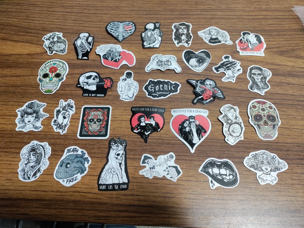 NEW 30 Romantic Goth/Punk Stickers 💜🖤