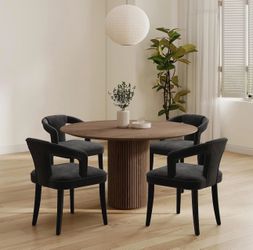 Modern Black Dining Chairs Set of 4, Velvet  - NEW
