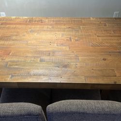 Large wooden table With Chairs and matching Bench
