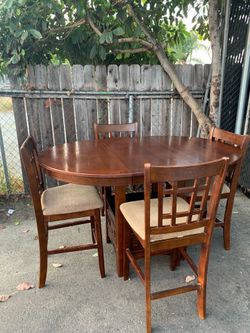 Counter Height Solid Wood Dining Set | 4 Chairs | Built-In Storage