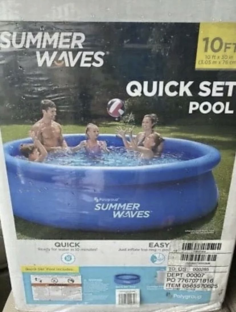 Summer Waves 10ft. Quick Set Inflatable Ring Above Ground Pool
