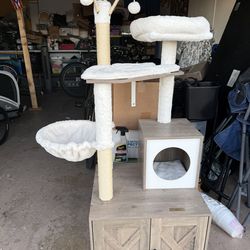 Cat tree and litter box