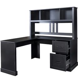 L-Shaped Computer Desk Home Office Study Table Corner Desk with Shelves  Drawer