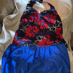 Catalina Tankini, Halter Top, Black, Red, Blue, White, Bottoms Royal Blue, bathing suit