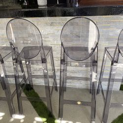 Modern Smoke Transparent Armless Bar Counter Stool Chair