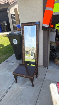 Entry mirror with ottoman