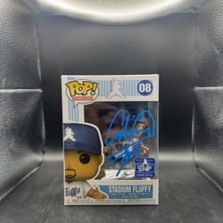 Funko Gabriel Iglesias Stadium Fluffy #08 Autograph Signed. Dodgers White Jersey