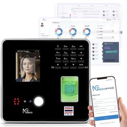 NGTeco Cloud-Based Time Clock TC1, 4-in-1 Time Clocks for Employees Small Business with Remote Control Software & App, 2.4GHz WiFi Clock in Machine wi
