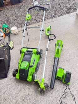 Greenworks 40V Lawn Mower, String Trimmer & Blower Set