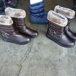 New Boots Size Brown One Size 10 Blue Ones Size 8 20.00 Each Pair