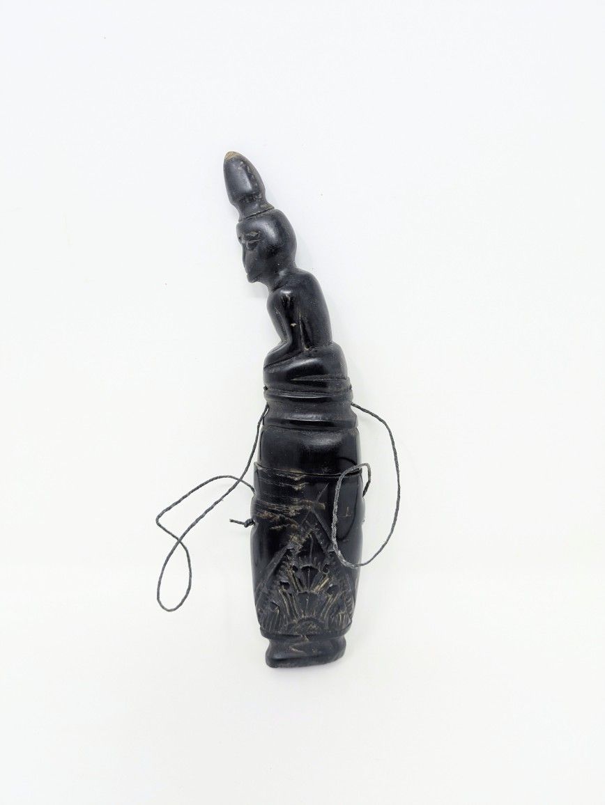 Vintage Indonesian Hand-Carved Horn Lime Container | Timor