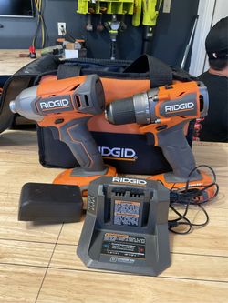 RIDGID 18V Brushless Drill + Impact Driver Combo - Charger + Bag - NO Battery