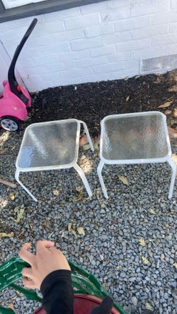 Outdoor Small Vintage Square Metal & Glass Small Coffee Or End Table
