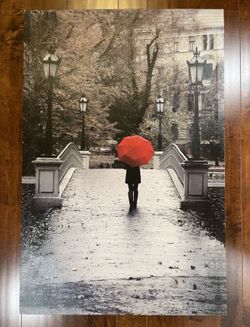 Red Umbrella Crossing Bridge Canvas Print Wall Decor Target 24” X 36”