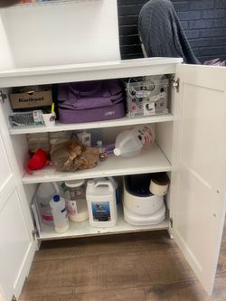 White IKEA 2-Door Storage Cabinet with Lock & Key