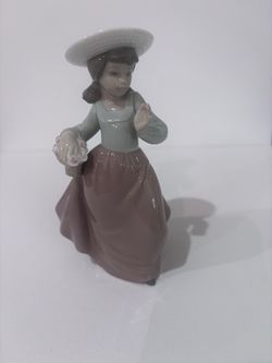 Nao  Porcelain Girl Figurine with Flower Basket