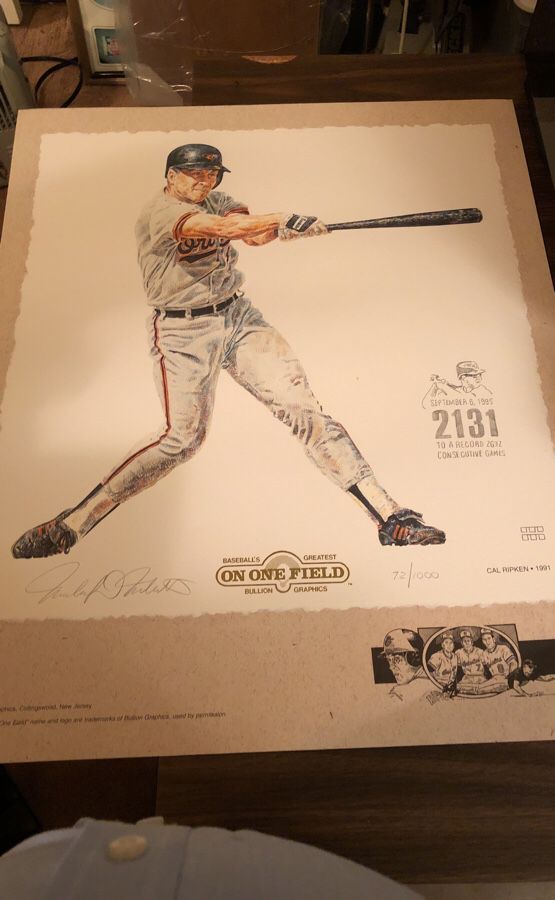 Limited Edition Cal Ripken “On One Field” Artwork! #72 of 1000, signed by Artist, and great for Autographing! See upcoming CSA Shows in Chantilly VA