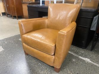 LEE INDUSTRIES Caramel Brown Leather Club Chair