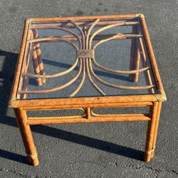 Vintage Bamboo Coffee Or Side Table