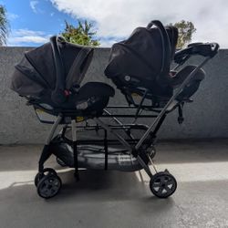 Graco Infant SnugRide Car Seats & Baby Trend Snap-N-Go Double Stroller