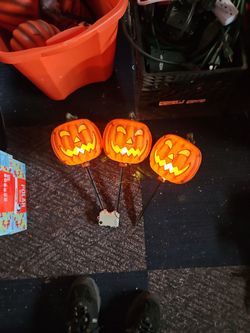 Halloween Jack-O-Lantern Pathway Stake Lights Set of 3