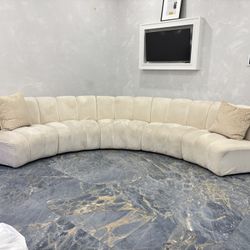 1 Piece Sectional Cream Sofa
